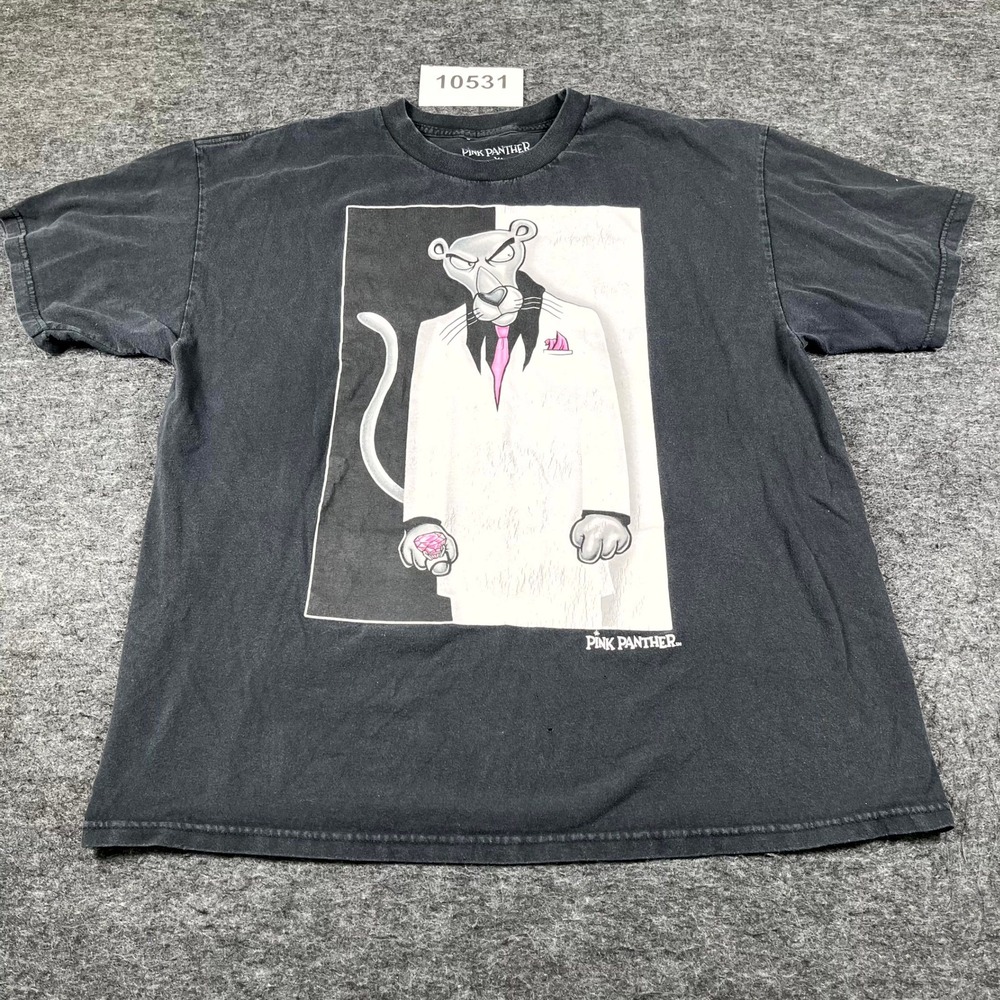 Pink Panther T Shirt Mens XL Black Movie Promo Graphic Print Cotton Crew Neck